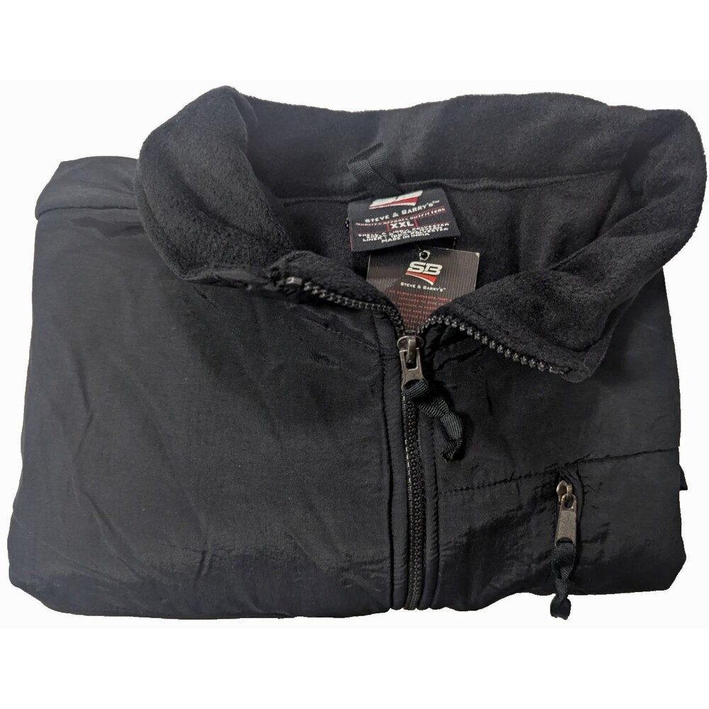 Steve & Barry's Men's Fleece & Nylon Jacket XXL Black  Vintage NWT